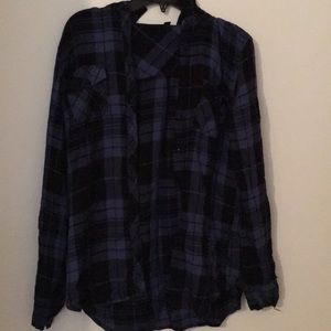 Plaid flannel button down shirt